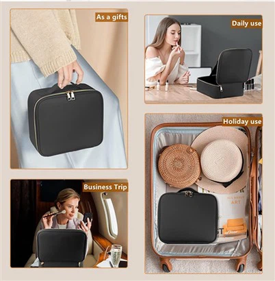 Клуки с макияжем путешествия с освещенным зеркалом